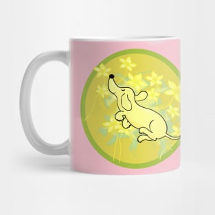 Happy Flying dachshund in green Mug